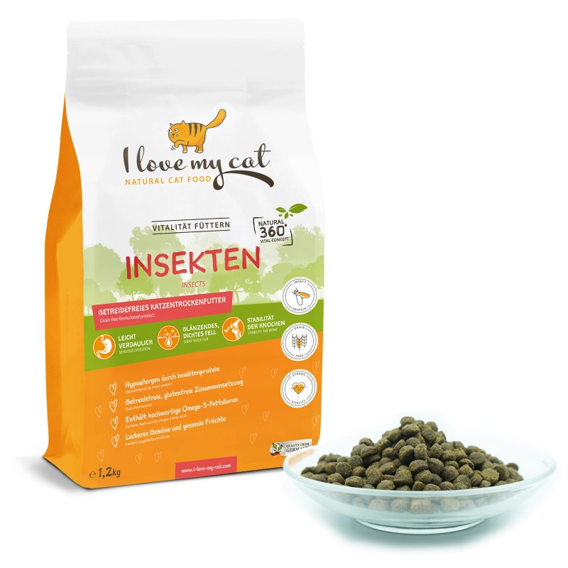 Trockenfutter für Katzen mit Insektenprotein - 1,2 kg